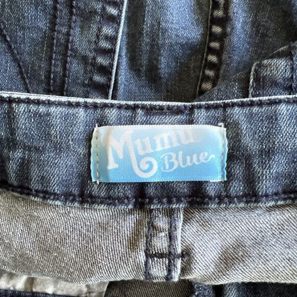 Mumu Blue Jeans 29 Blue Berkeley Zip Up Bells Dark Rainstorm Festival Hippie - Picture 5 of 11